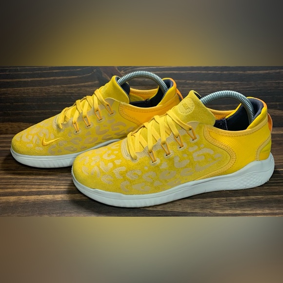 Nike Free Run 2018 Womens Size 8 Shoes Cheetah Yellow Athletic Sneakers - Picture 2 of 8
